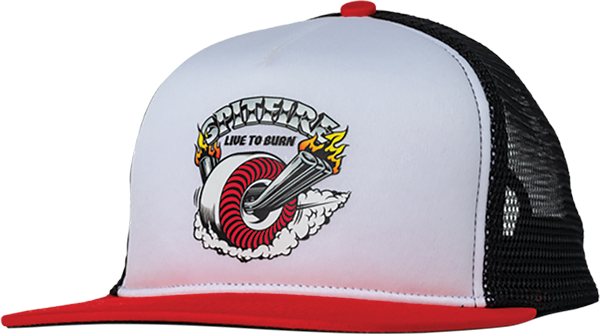 SPITFIRE BURNOUT MESH HAT ADJ-WHT/RED/BLK