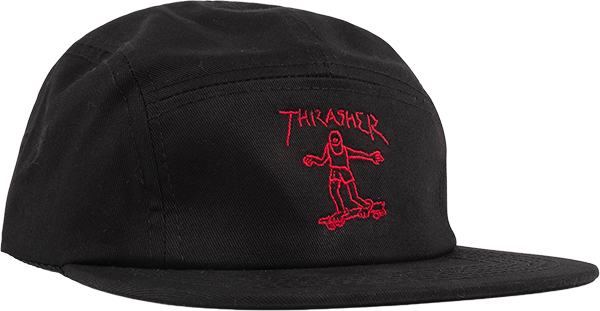 THRASHER GONZ LOGO 5 PANEL HAT NYLON STRAP BLK/RED