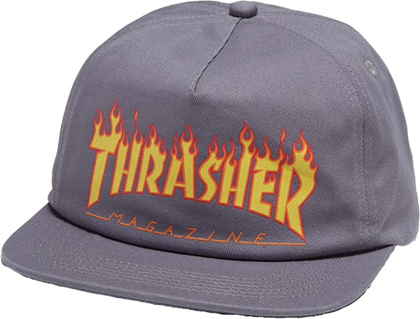 THRASHER PRINTED FLAME HAT ADJ-GREY