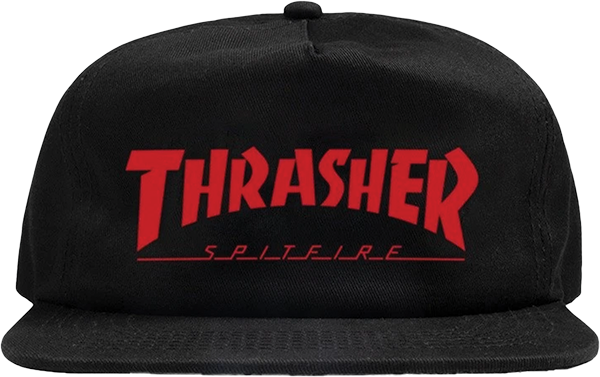 THRASHER SPITFIRE MAG LOGO HAT ADJ-BLACK/RED