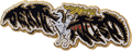 DEATHWISH SKELETON HORSE RIDER LAPEL PIN 2.3"