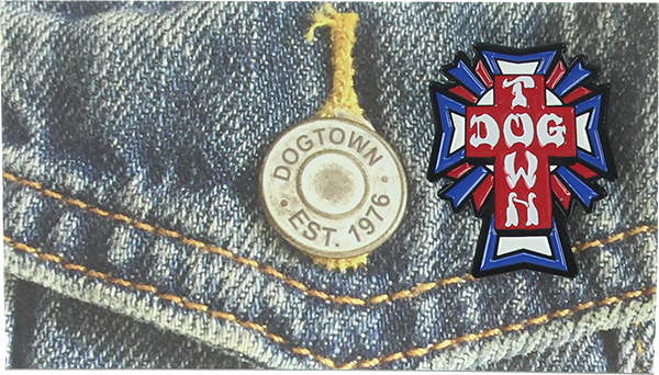 DOGTOWN CROSS LOGO RED/WHT/BLUE ENAMEL PIN