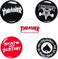 THRASHER LOGO BUTTON PINS 5 PACK