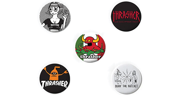 THRASHER TOY MACHINE 1" ASST.5/PK BUTTONS