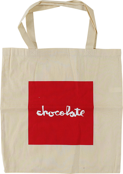 CHOCOLATE RED SQUARE TOTE BAG NATURAL